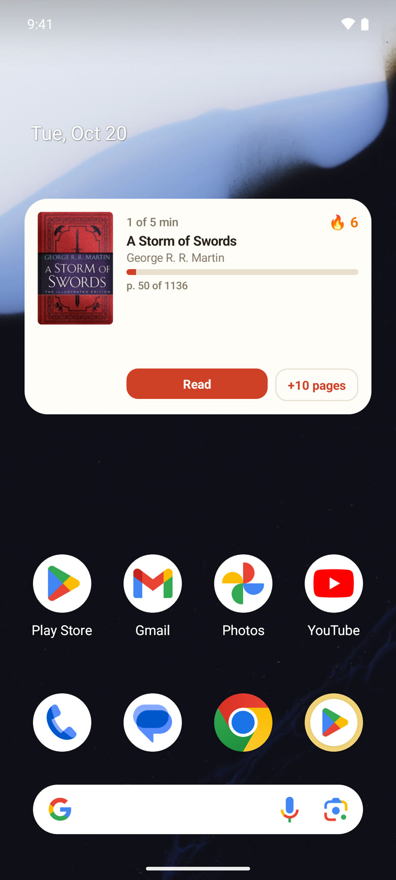 The Currently Reading widget on an Android home screen